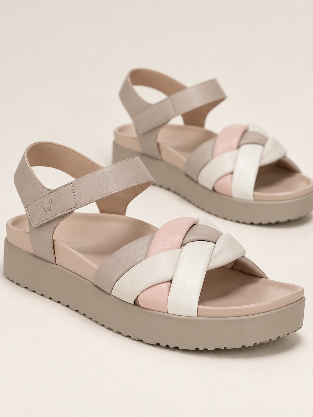 NWT Vionic Rosa Strappy Platform Sandals Cobblestone Multi Leather Comfort Shoes